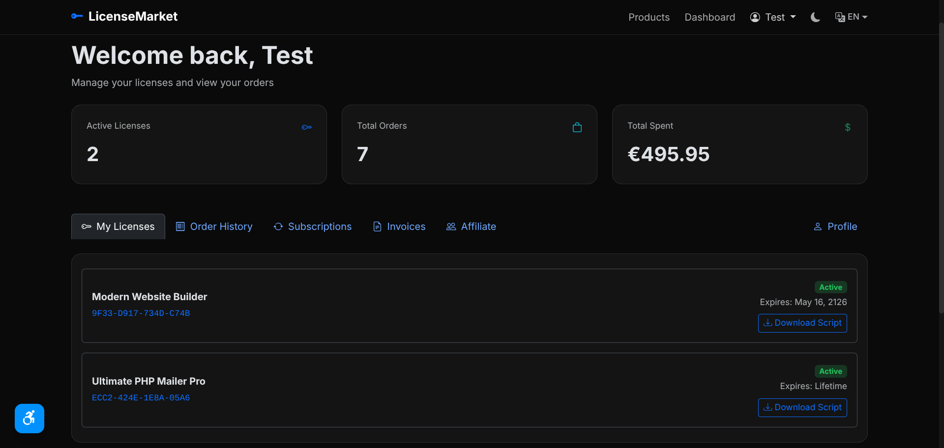User Dashboard