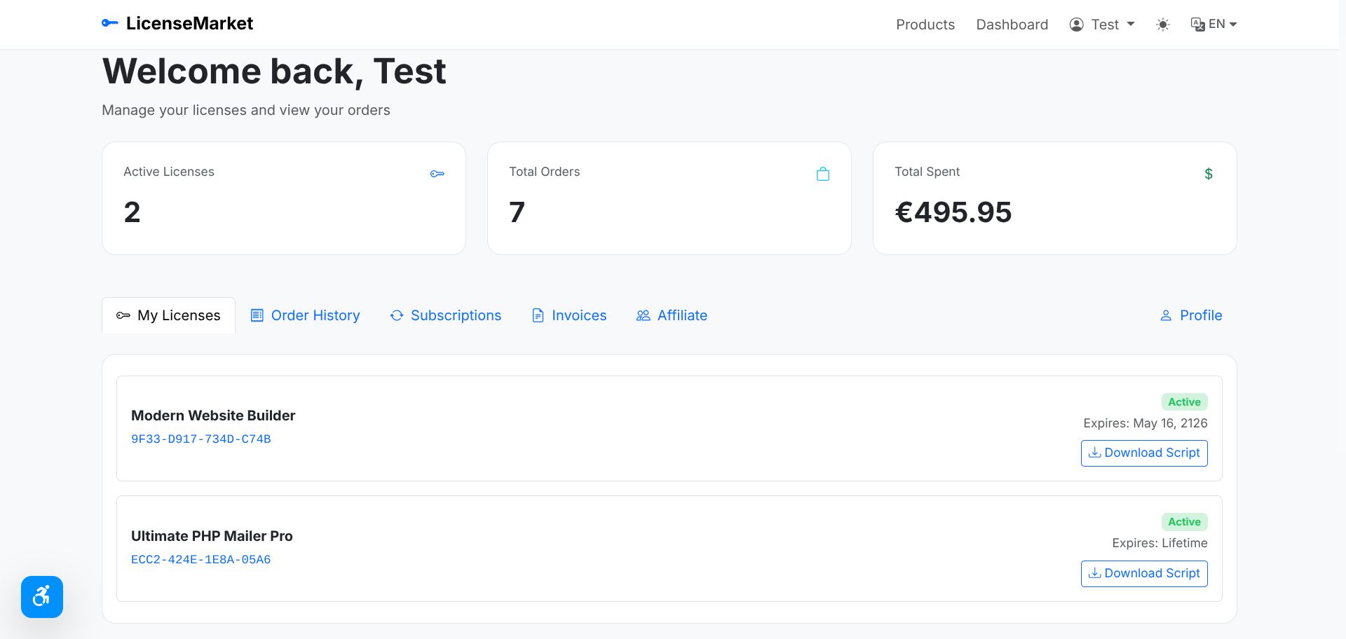 User Dashboard